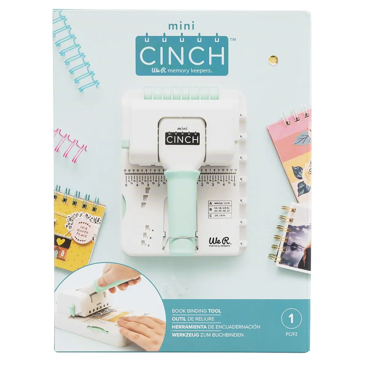 We R Memory Keepers Mini Cinch Bookbinding Machine - Small Craft Tool Compatible with Wire or Spiral Coils - Make Professional Books, Notebooks, Calendars, and Journals | Art & Craft Supply - view 2
