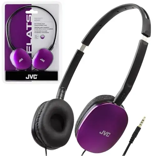 JVC Flats On-Ear Wired Headphones - Violet - 30mm Driver | 1.18" (30mm) Dynamic Driver - main product image