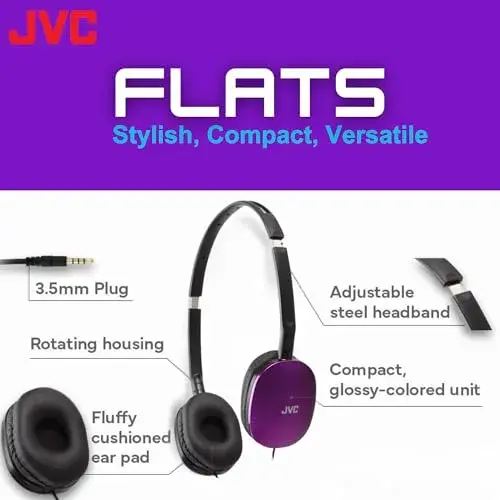 JVC Flats On-Ear Wired Headphones - Violet - 30mm Driver | 1.18" (30mm) Dynamic Driver - view 2