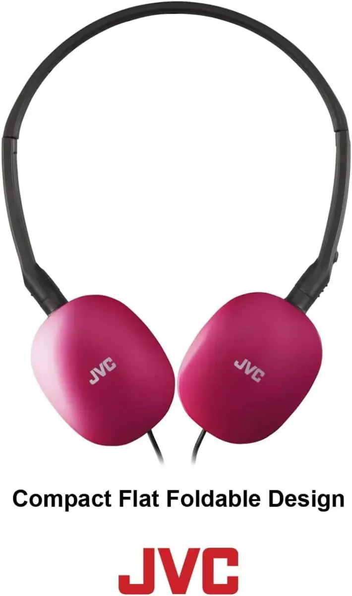 JVC Flats On-Ear Wired Headphones Pink | 30mm Driver, Foldable Design, 3.5mm Plug - view 3