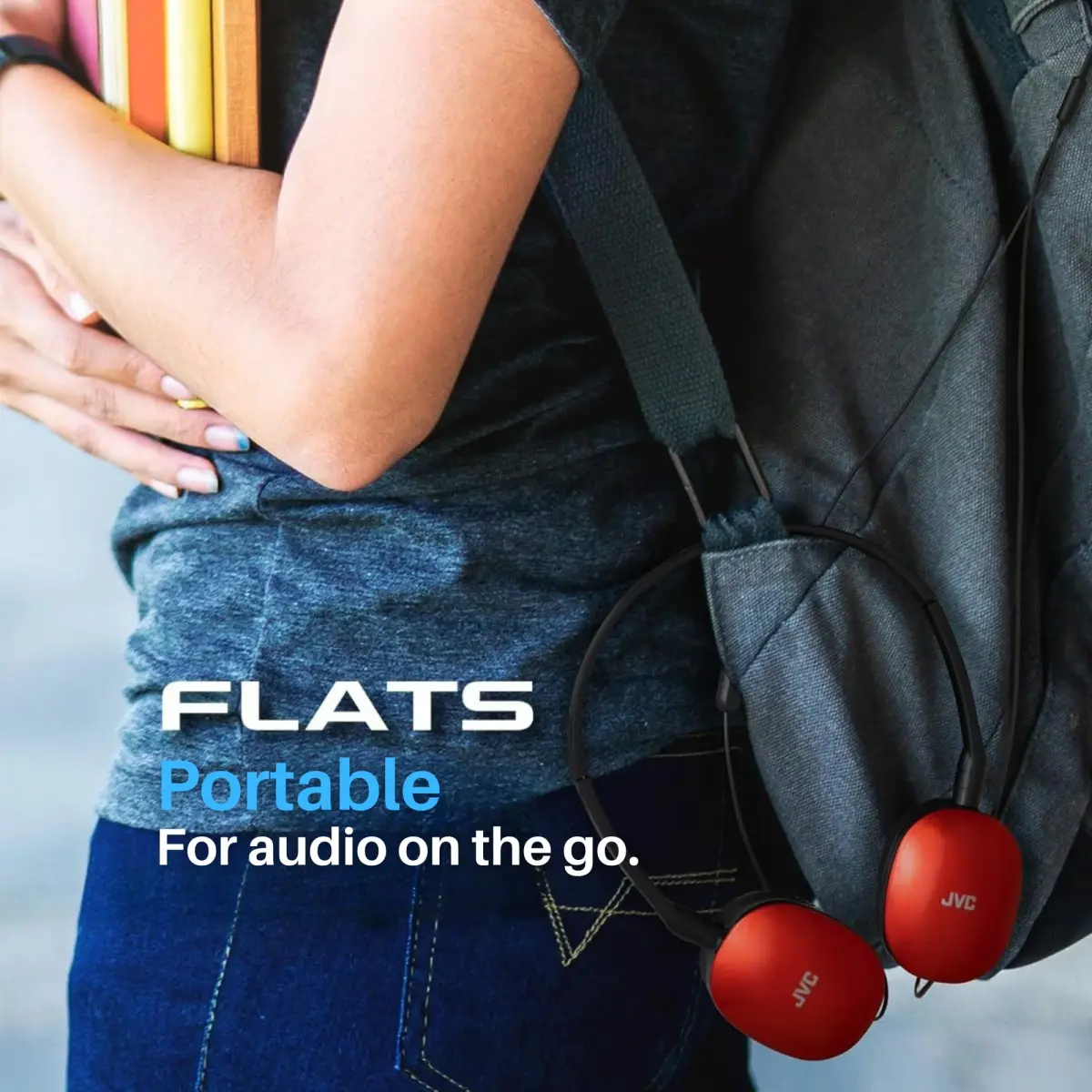 JVC HAS160R Flat Headphones - Red | 1.2m (47.28 Inch) Tangle-Free Cable - view 5