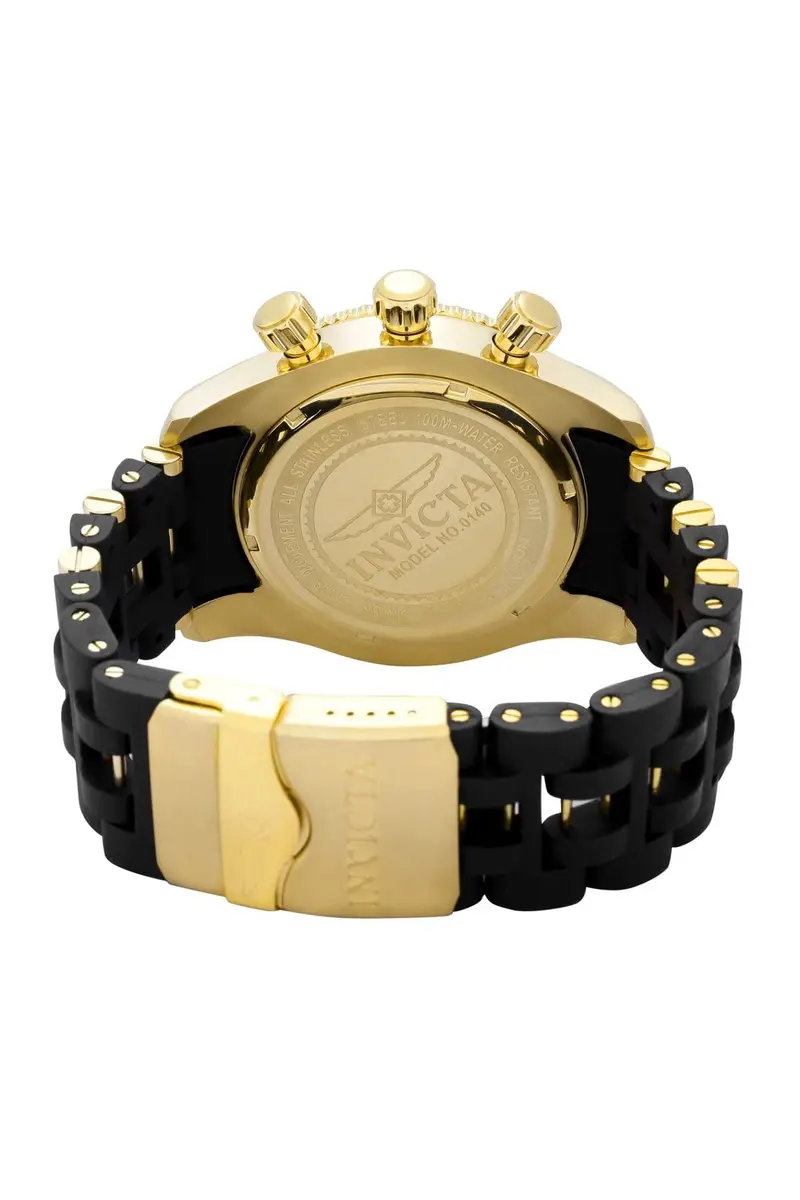 Invicta Men's 0140 Sea Spider Collection 18k Gold Ion-Plated and Black Polyurethane Watch | 50mm Case, Quartz, Water-Resistant - view 2