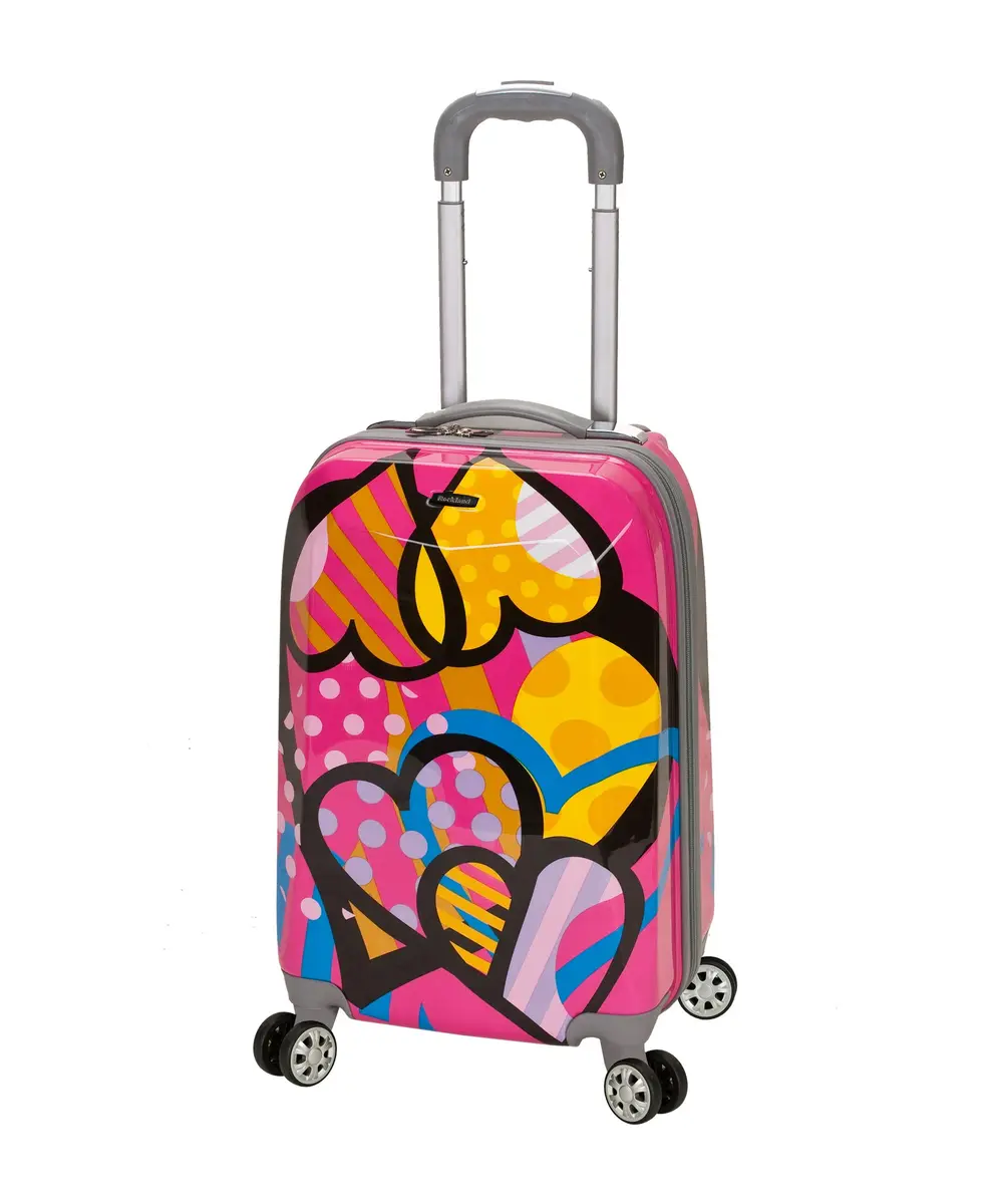 Rockland Vision Hardside Spinner Wheel Luggage 20" | Durable Polycarbonate Carry-On with Love Pattern - main product image