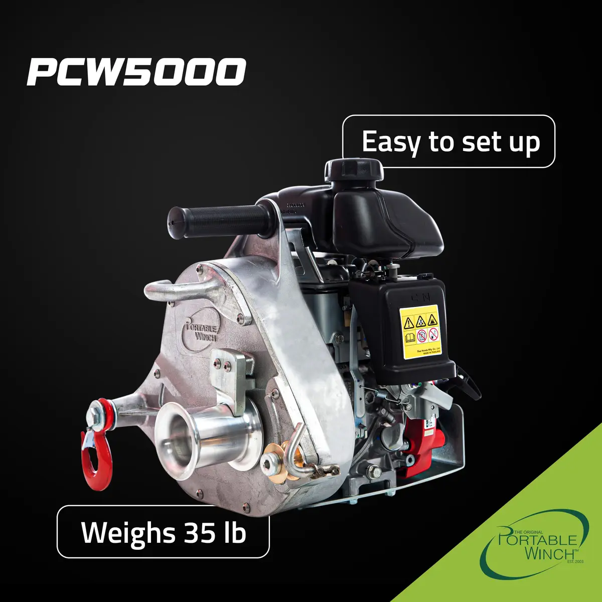Portable Winch PCW5000 Gas Capstan Winch 35 lbs | 2,200 lbs Capacity, Honda GXH50 Engine, Unlimited Distance - view 5