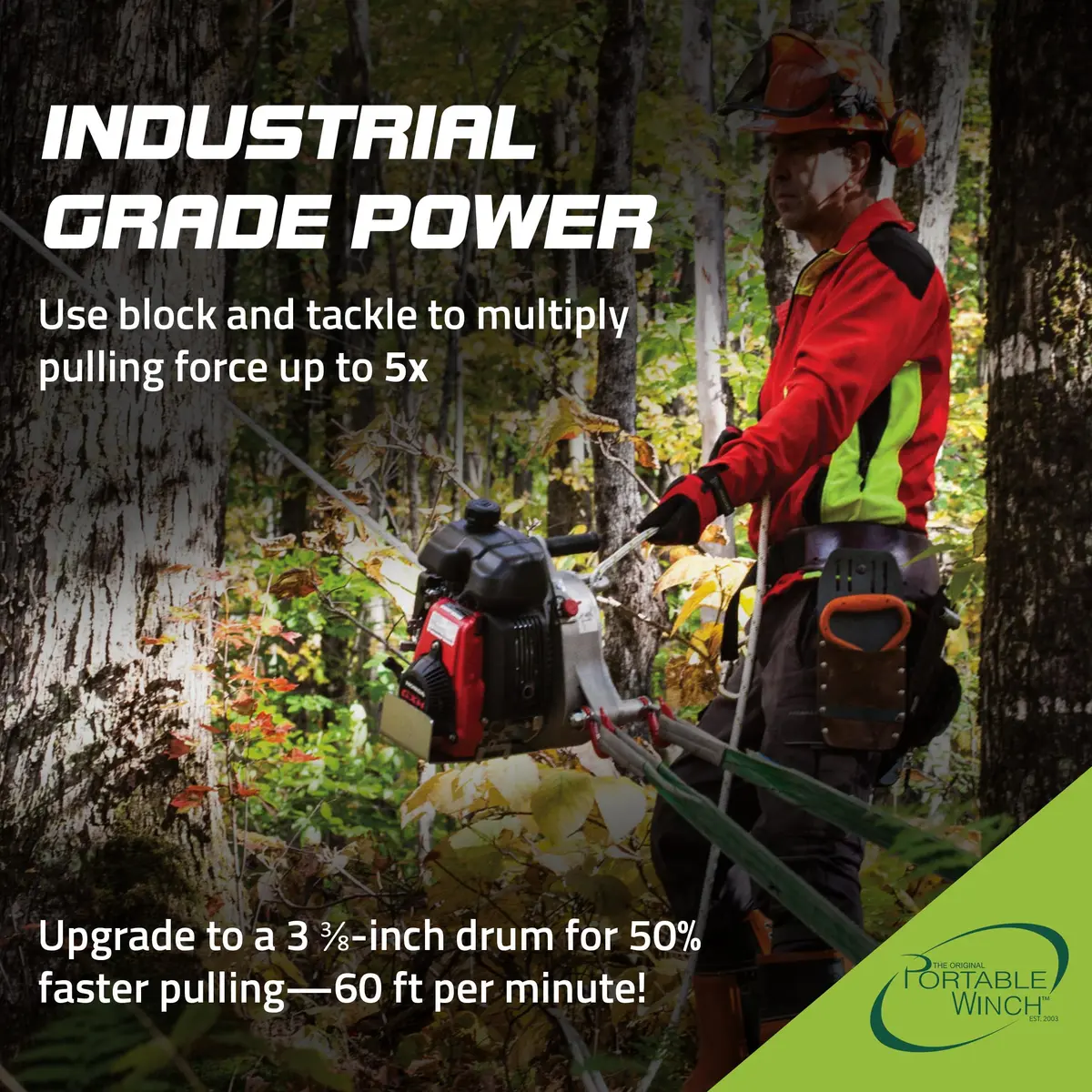 Portable Winch PCW5000 Gas Capstan Winch 35 lbs | 2,200 lbs Capacity, Honda GXH50 Engine, Unlimited Distance - view 3