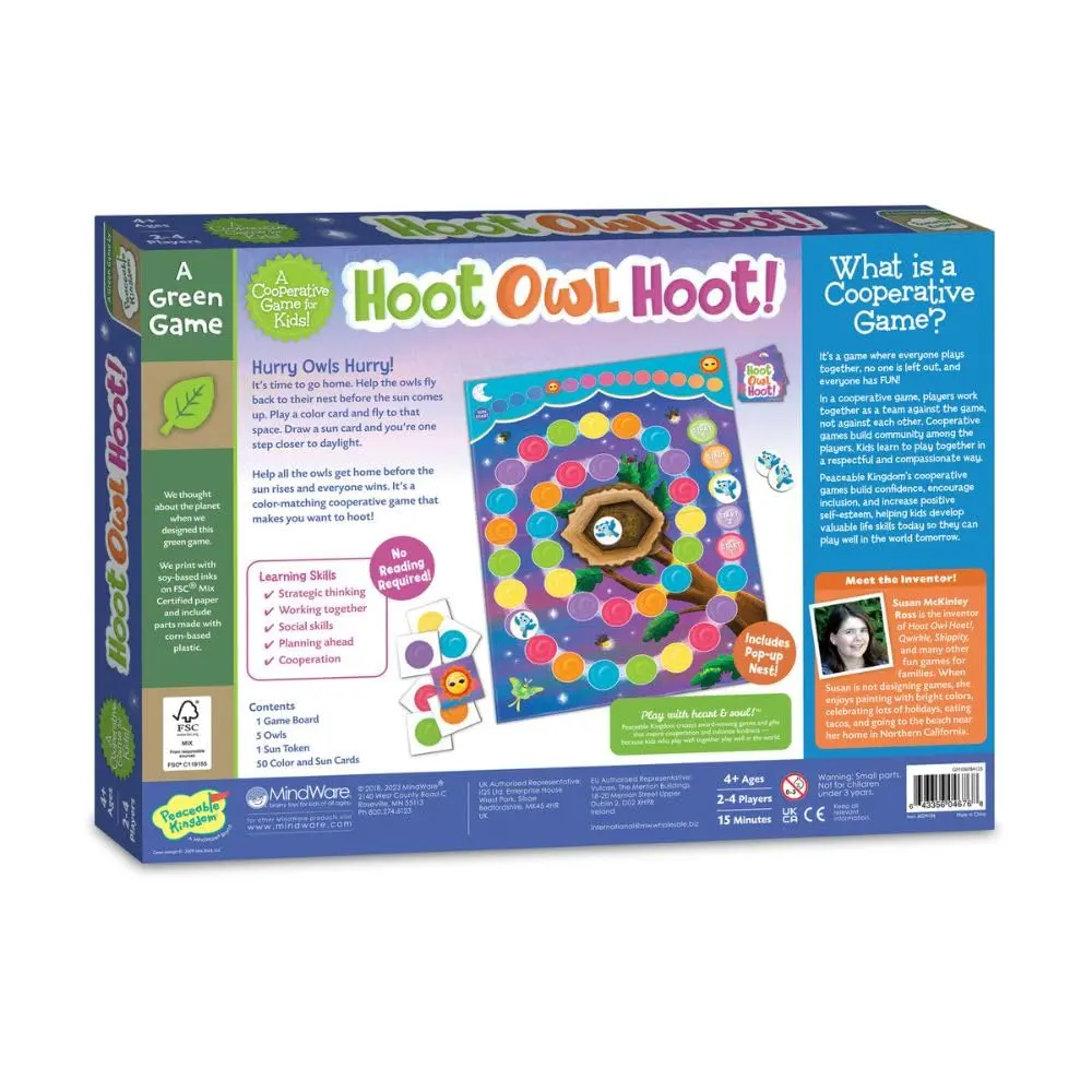Peaceable Kingdom Hoot Owl Hoot Cooperative Matching Game 13x9x2 inches | Educational Board Game for Kids Ages 4-8 - view 4