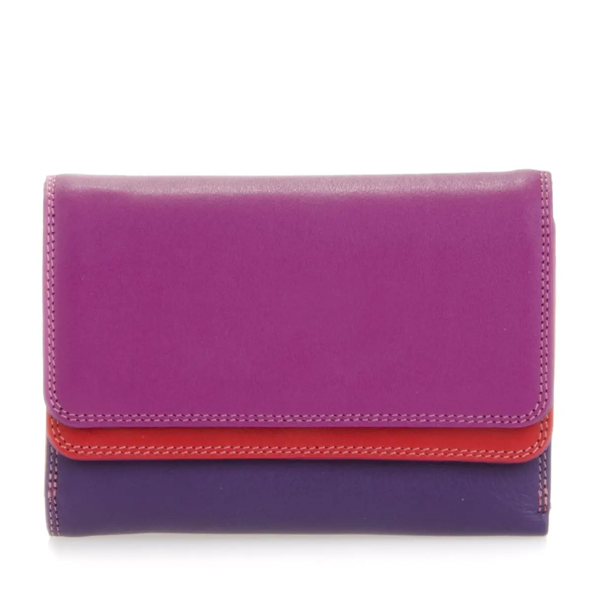 mywalit Double-Flap Leather Wallet | 6 Card Slots | ID Window, Coin Pockets & Pen | Sangria Multi | Compact & Stylish for Men & Women - main product image