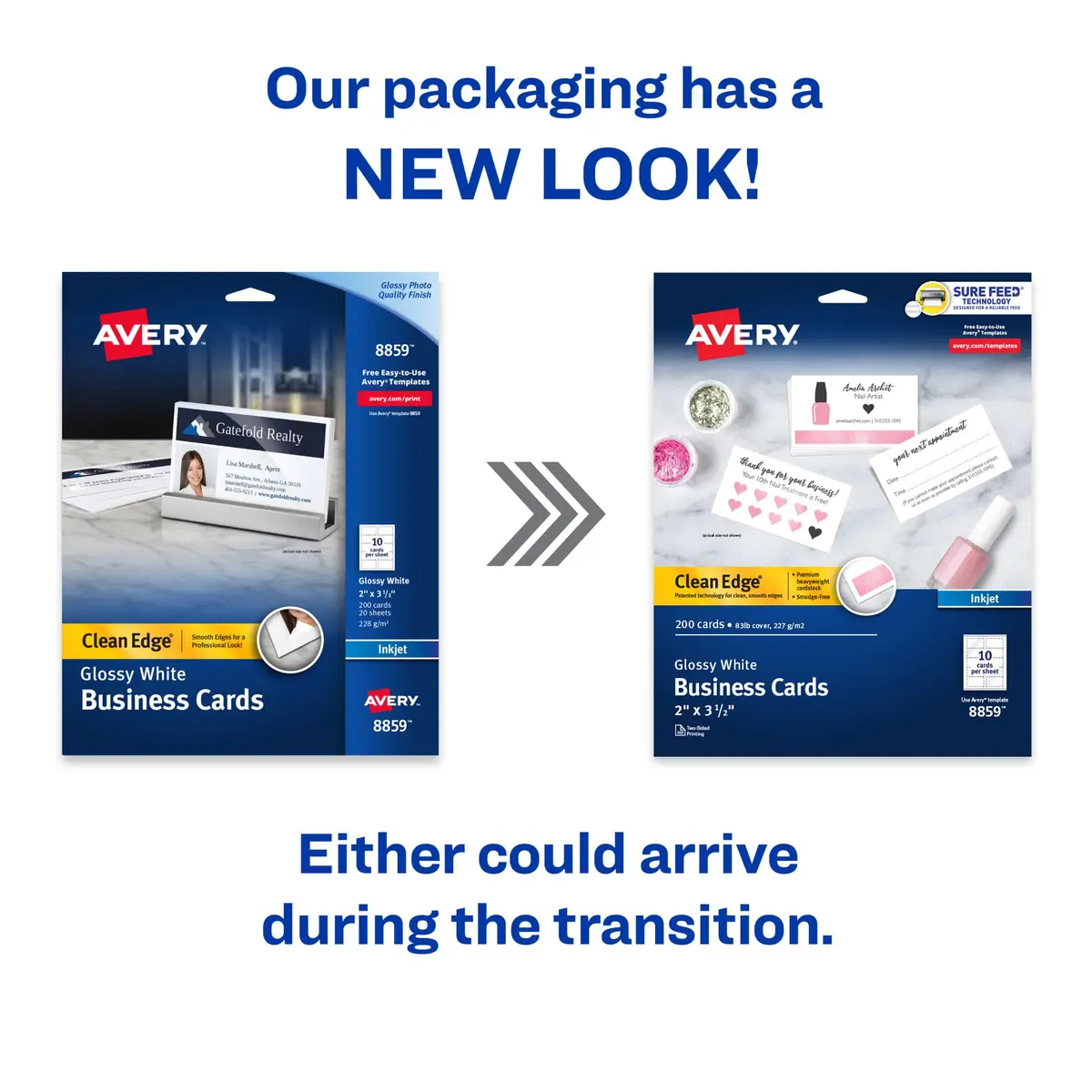 Avery Clean Edge Printable Business Cards 200 Cards (2" x 3.5") | Sure Feed Technology for Inkjet Printers - view 2