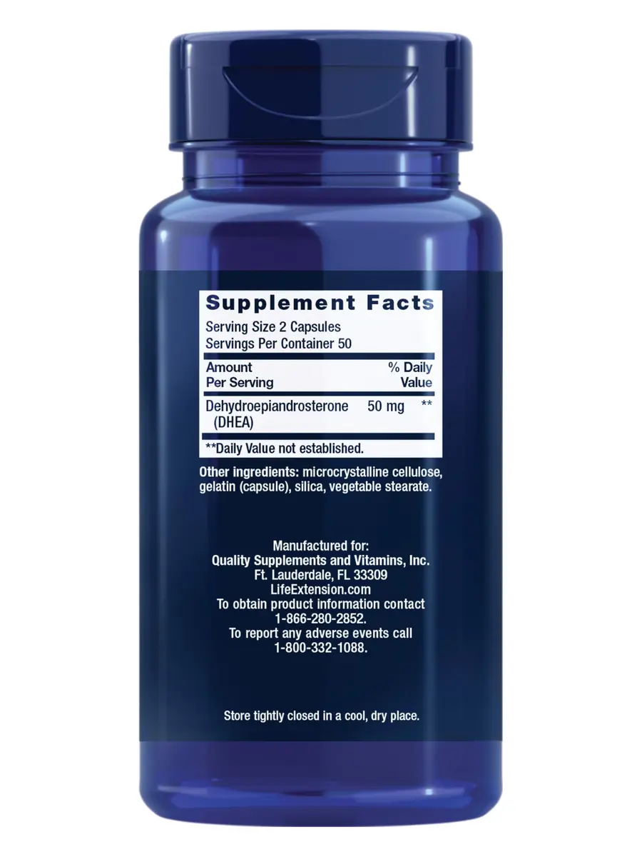 Life Extension DHEA 25 mg | Hormone Balance, 100 Capsules, Gluten-Free - view 2