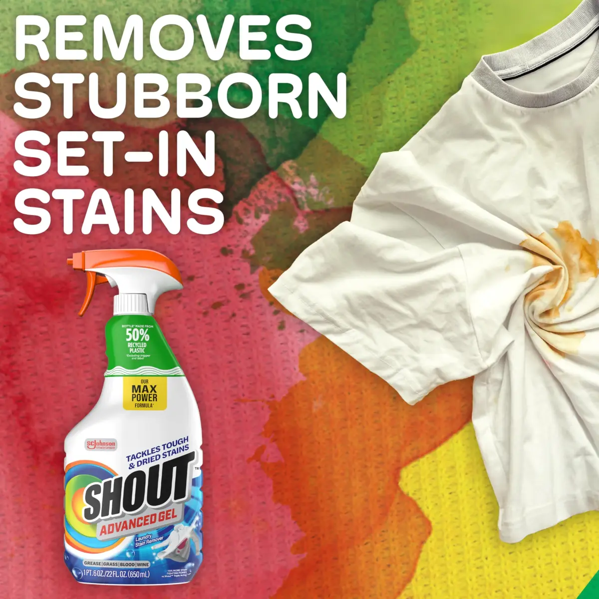 Shout Advanced Gel Laundry Stain Remover Spray 22 Fl Oz (651 ml) | Tough on Stains, Gentle on Fabrics - view 7