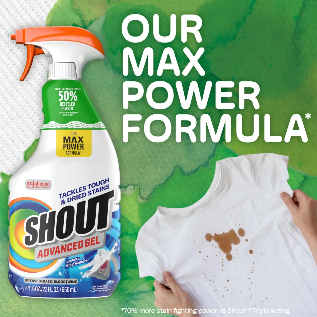 Shout Advanced Gel Laundry Stain Remover Spray 22 Fl Oz (651 ml) | Tough on Stains, Gentle on Fabrics - view 3