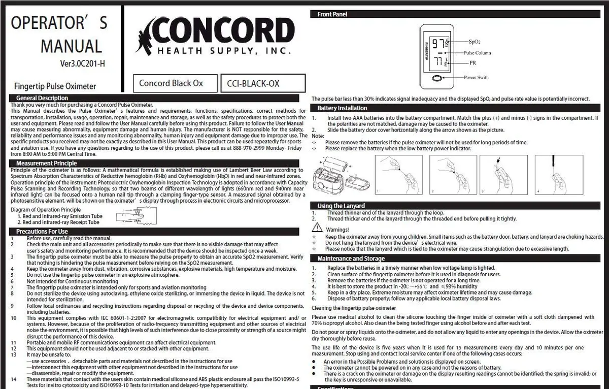 Concord Blood Oxygen Saturation Monitor with Reversible Display | Accurate & Portable - view 8