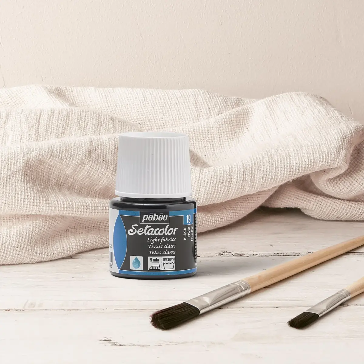 Pebeo Setacolor Light Fabrics Paint Black 45ml (1.52 Fl Oz) | ASTM D-4236 Certified Fabric Dye - view 2
