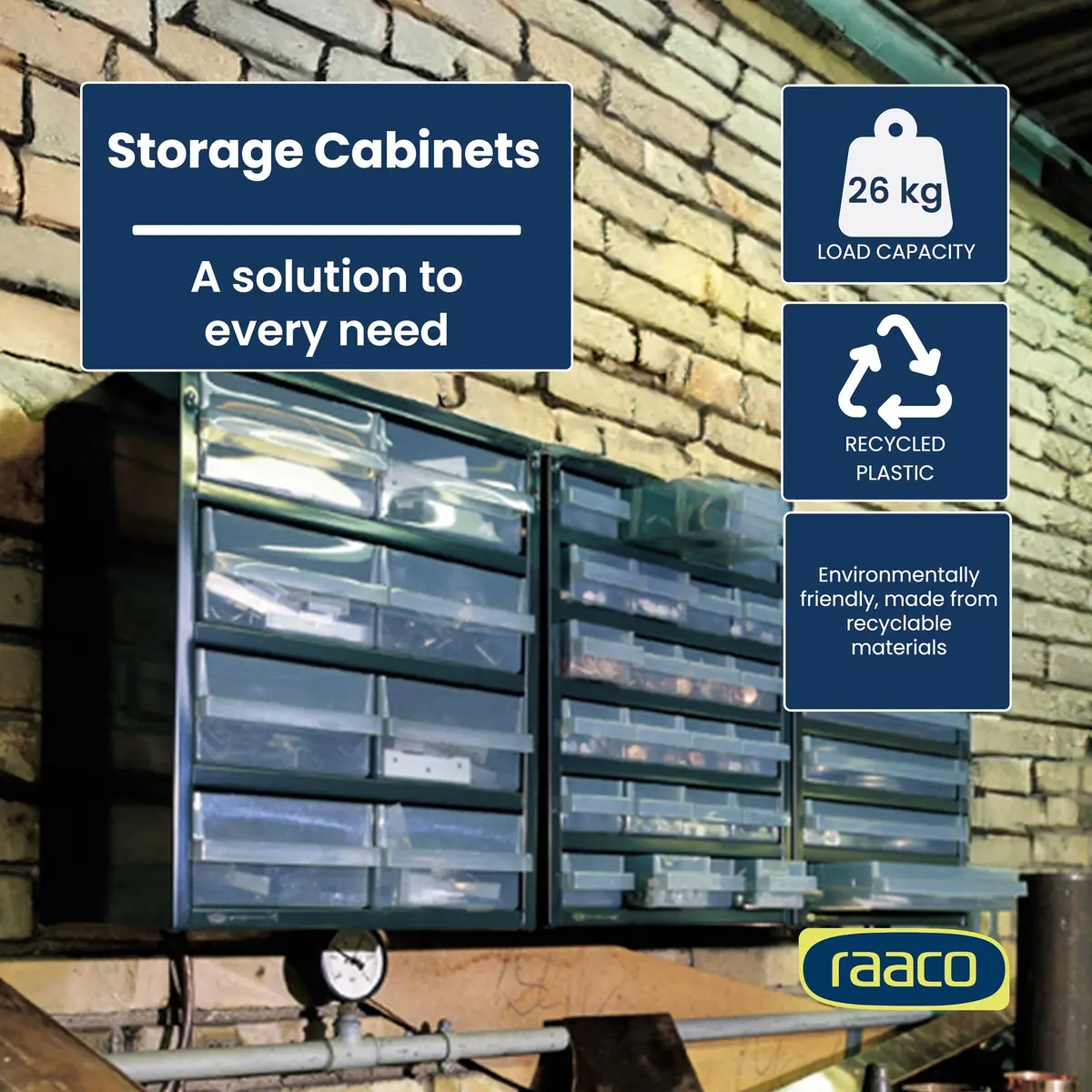 Raaco Steel Storage Cabinet, 28-Drawer | Heavy-Duty Metal Organizer for Workshop & Garage - view 2