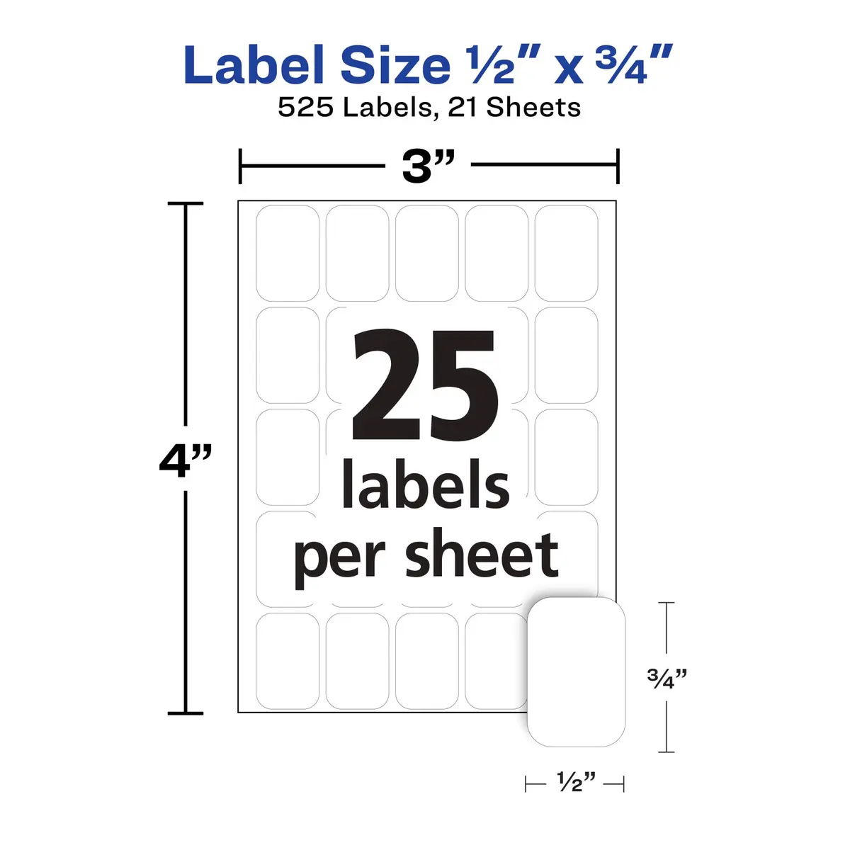Avery Multi-Use Removable Labels 1/2" x 3/4" White 525 Labels | Easy Peel & Stick for Organization - view 4