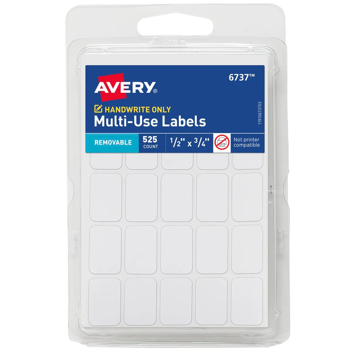 Avery Multi-Use Removable Labels 1/2" x 3/4" White 525 Labels | Easy Peel & Stick for Organization - main product image