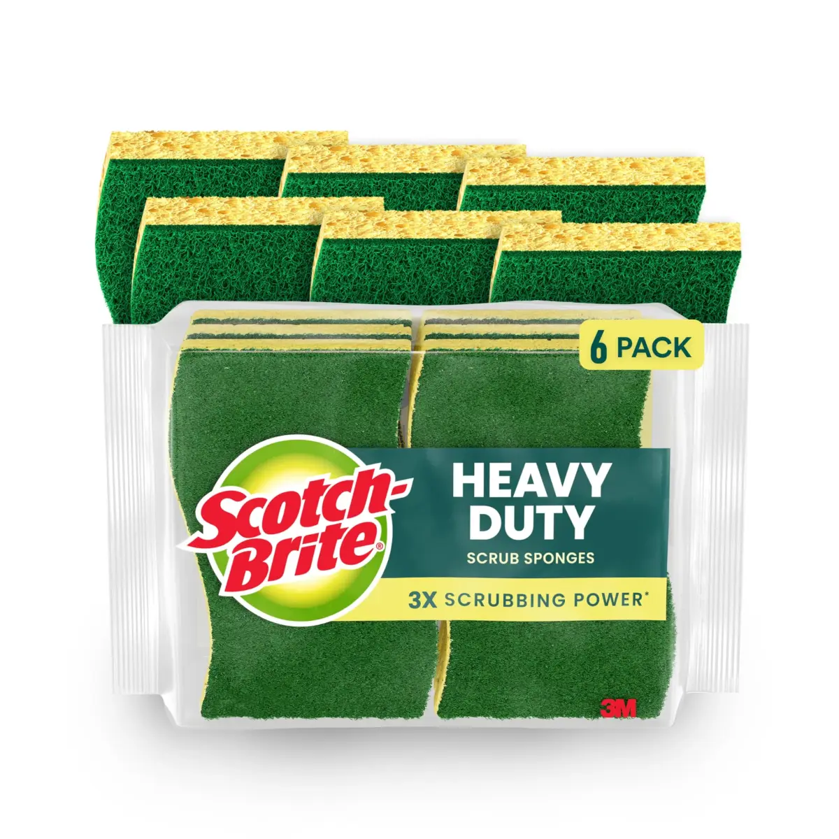 Scotch-Brite Heavy Duty Scrub Sponge - 6 Pack | Powerful Cleaning for Tough Messes, Lasts 3X Longer - main product image