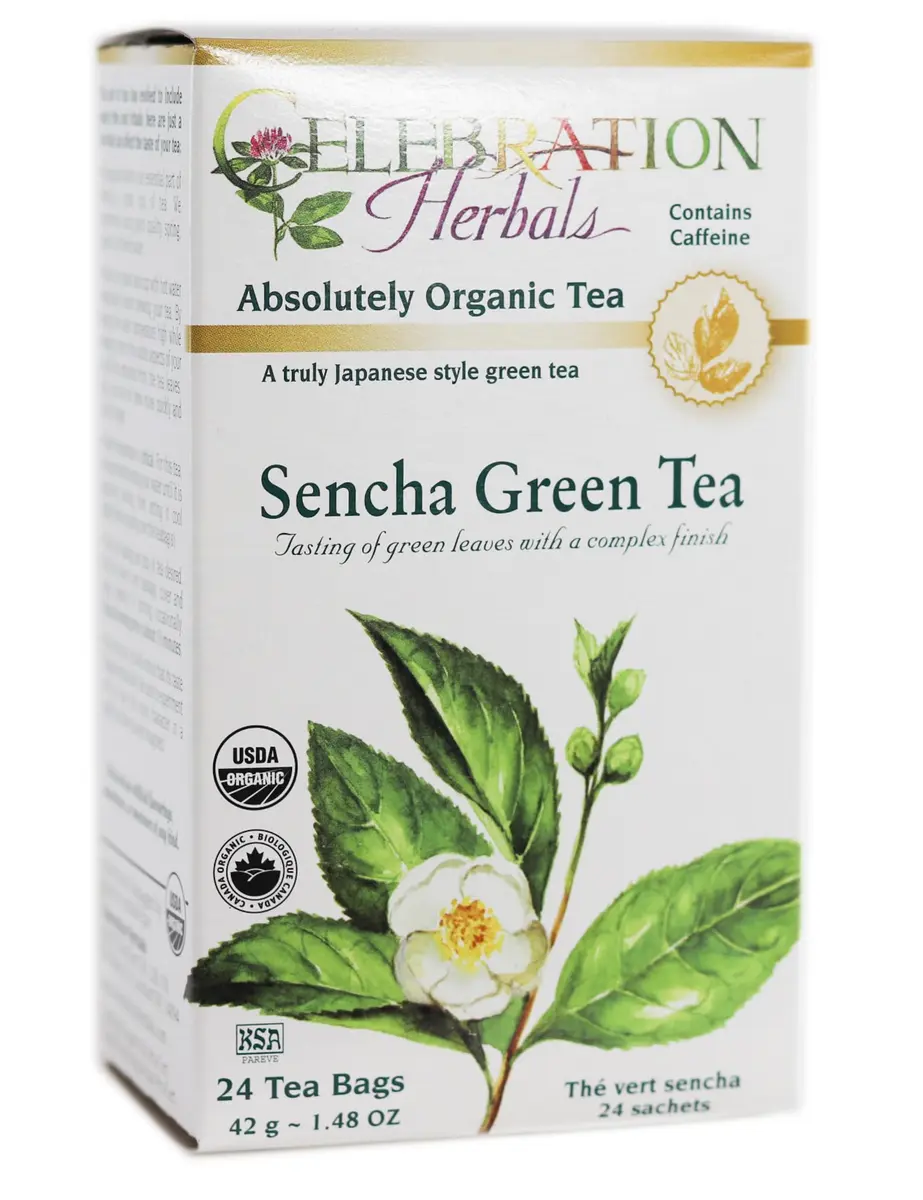 Celebration Herbals Green Tea Sencha Organic 24 Bag | Mild Vegetable Flavor, High Polyphenols, Sushi Restaurant Aroma - main product image