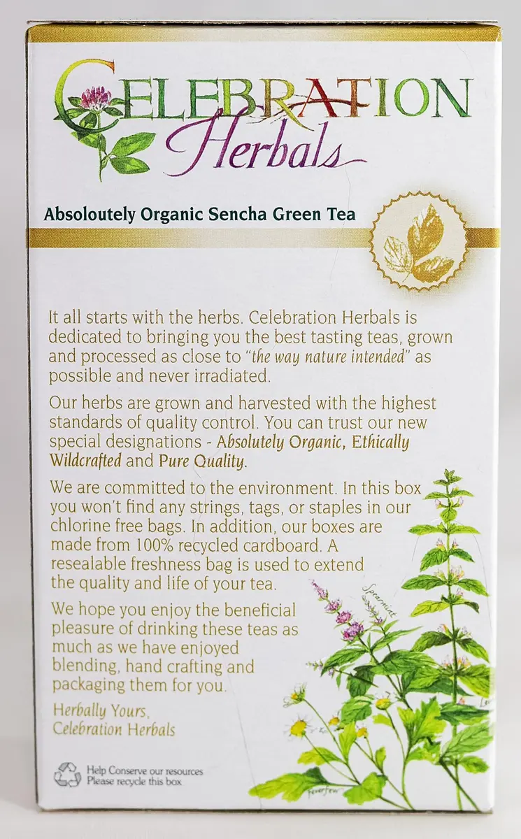Celebration Herbals Green Tea Sencha Organic 24 Bag | Mild Vegetable Flavor, High Polyphenols, Sushi Restaurant Aroma - view 6