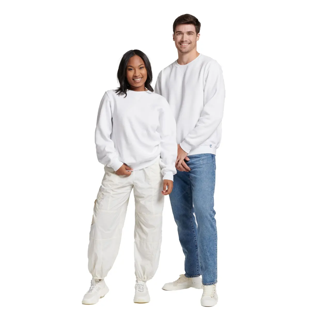 Russell Athletic Dri-Power Fleece Crew - White Large | Moisture Wicking, Warm & Durable - main product image