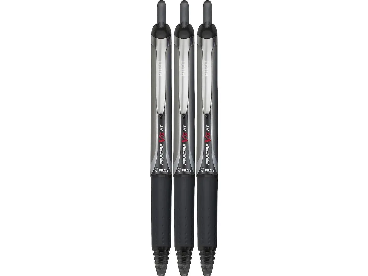 PILOT Precise V5 RT Rolling Ball Pens, Black Ink, 0.5mm, 3-Pack | Smooth Writing, Retractable, Fine Point - view 2
