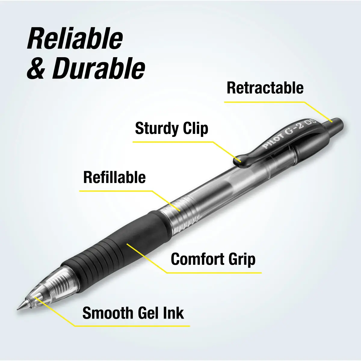 Pilot G2 Premium Gel Roller Pens Extra Fine Point 0.5 mm Black Pack of 5 | Smooth Ink Flow for School, Journaling & Office Writing - view 3