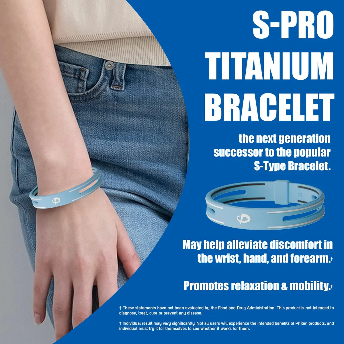 Phiten S-PRO Titanium Bracelet Waterproof Silicone 6.75 Inch | Aqua-Titanium for Muscle Relaxation - view 2