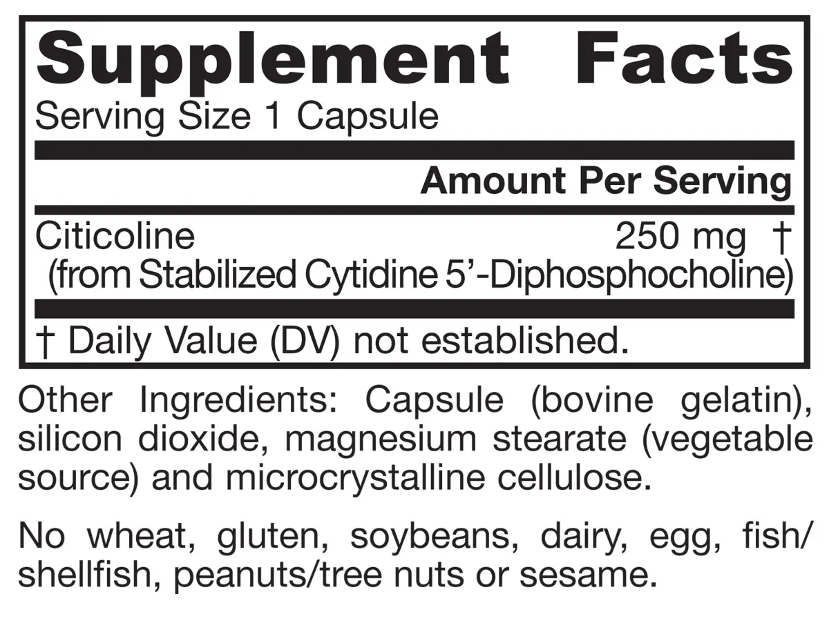 Jarrow Formulas Citicoline CDP Choline 250 mg Capsules | Brain Health Support, Memory Support, Cognitive Performance, Vegan-Friendly (120 Count) - view 9
