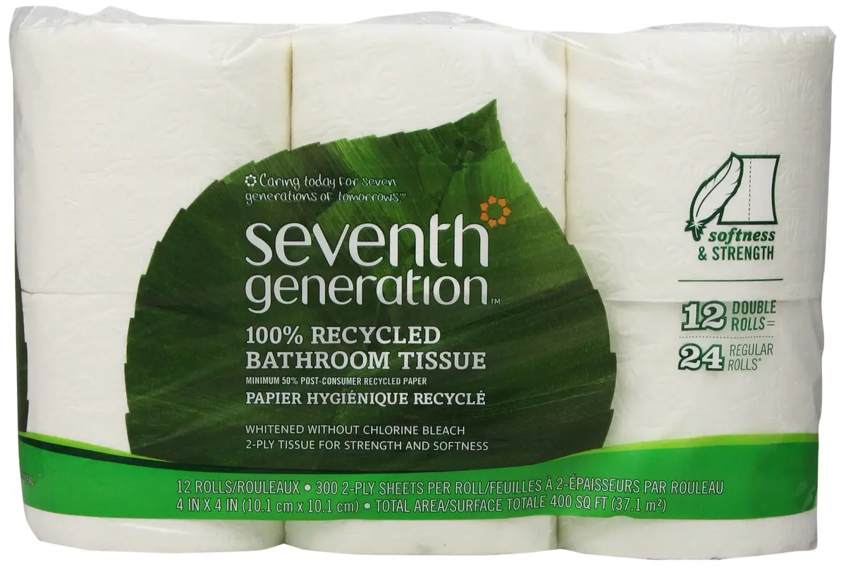 Seventh Generation Bathroom Tissue 12 pk | Chlorine-Free, Eco-Friendly, 2-Ply, White - main product image