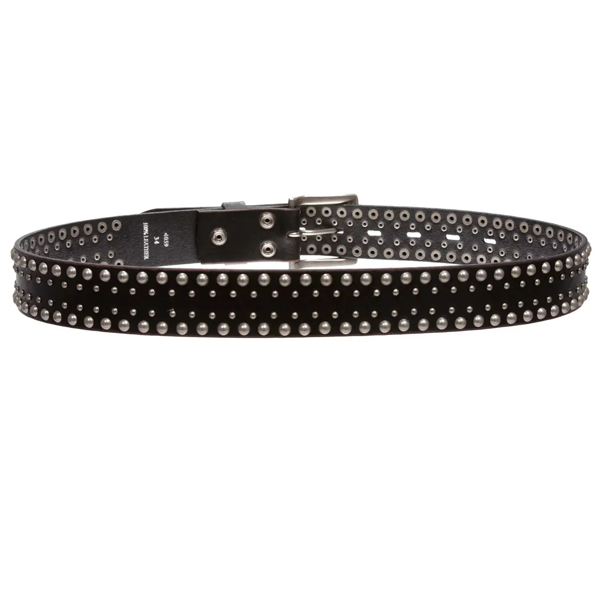 Beltiscool 1 1/2" Distressed Leather Belt Black | Vintage Silver Hardware, Unisex, 32" - view 5