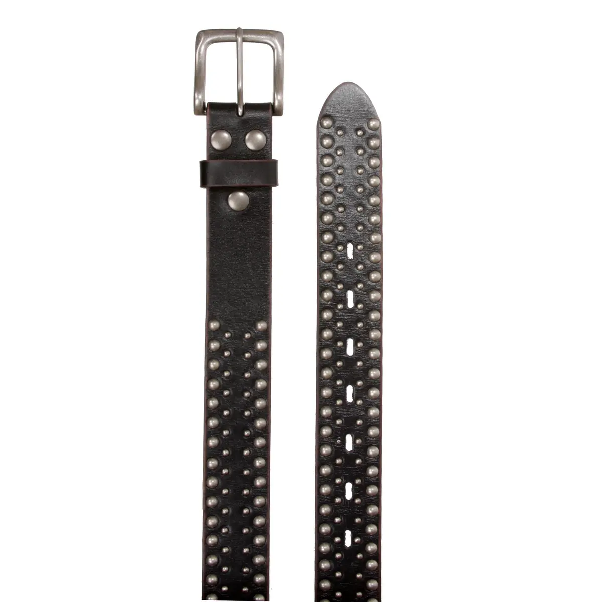 Beltiscool 1 1/2" Distressed Leather Belt Black | Vintage Silver Hardware, Unisex, 32" - view 6