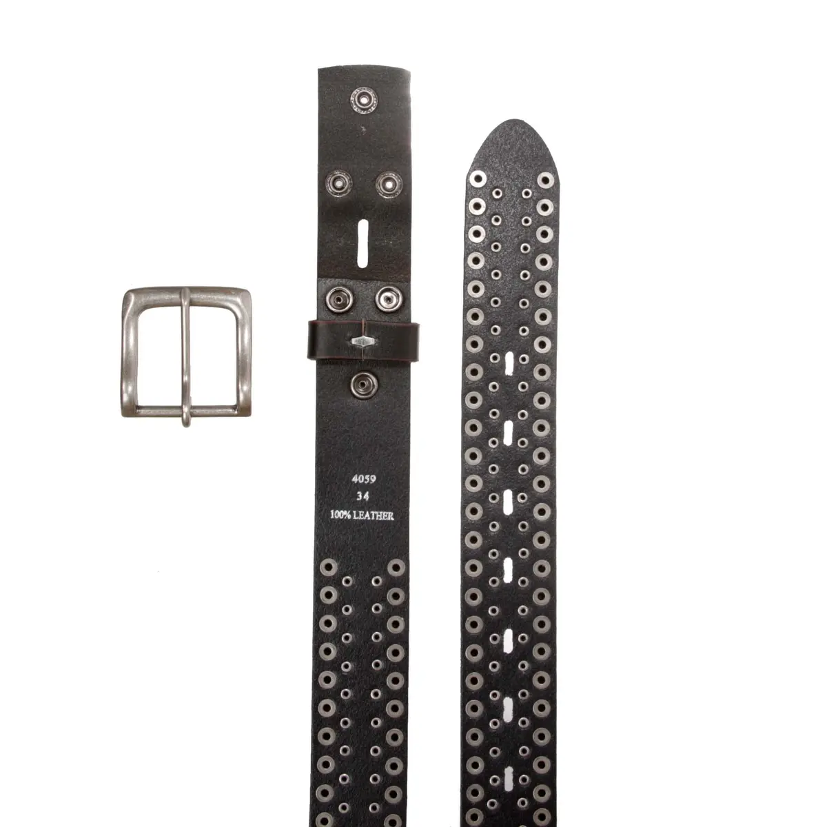Beltiscool 1 1/2" Distressed Leather Belt Black | Vintage Silver Hardware, Unisex, 32" - view 7