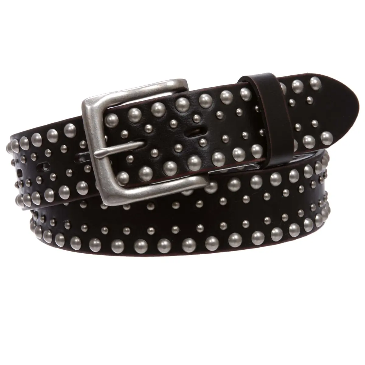 Beltiscool 1 1/2" Distressed Leather Belt Black | Vintage Silver Hardware, Unisex, 32" - view 2