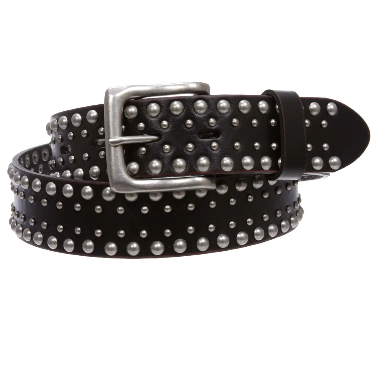 Beltiscool 1 1/2" Distressed Leather Belt Black | Vintage Silver Hardware, Unisex, 32" - view 3