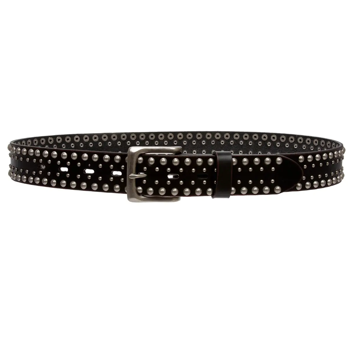 Beltiscool 1 1/2" Distressed Leather Belt Black | Vintage Silver Hardware, Unisex, 32" - view 4