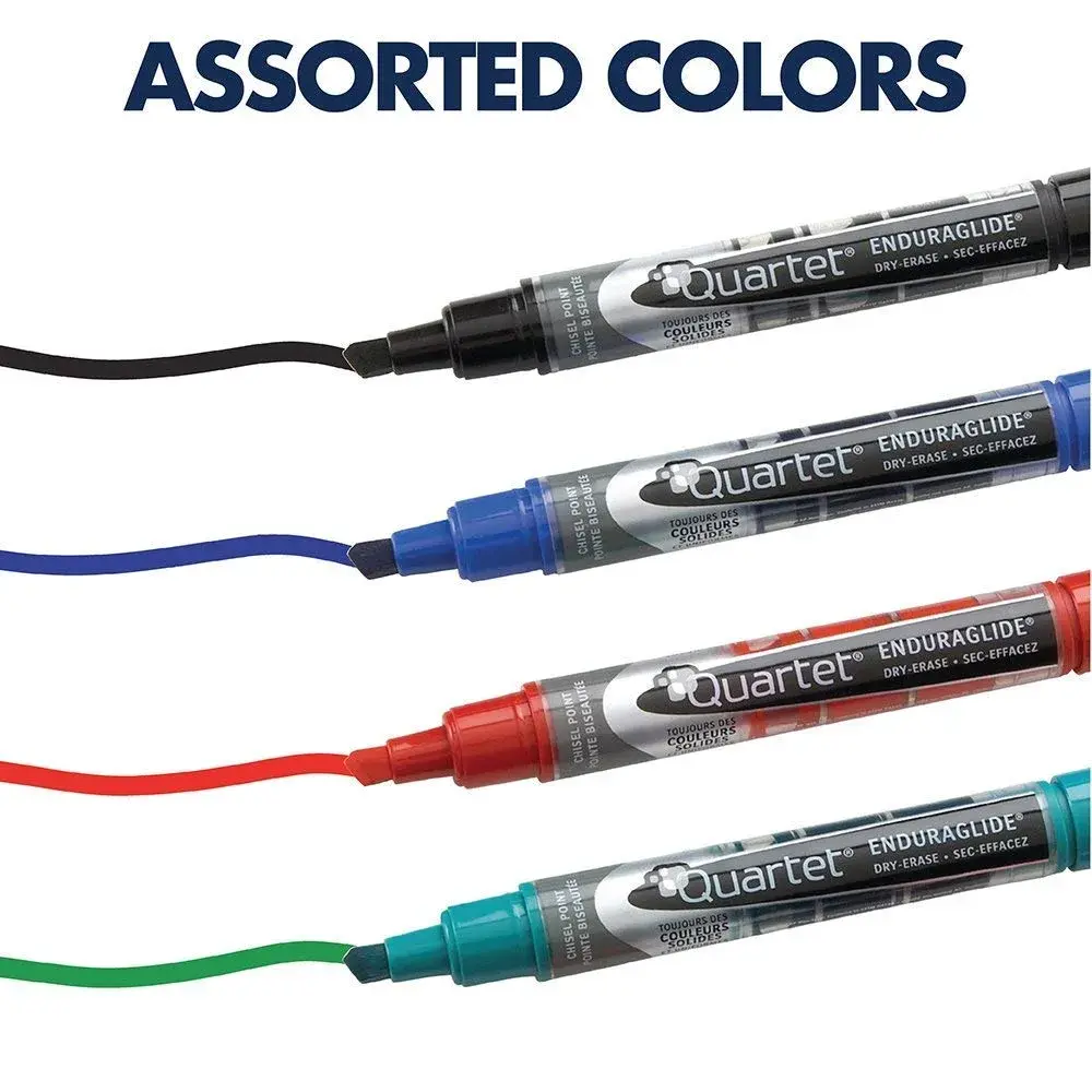 Quartet EnduraGlide Dry Erase Markers, Chisel Tip, Assorted Classic Colors, 12 Pack - view 7