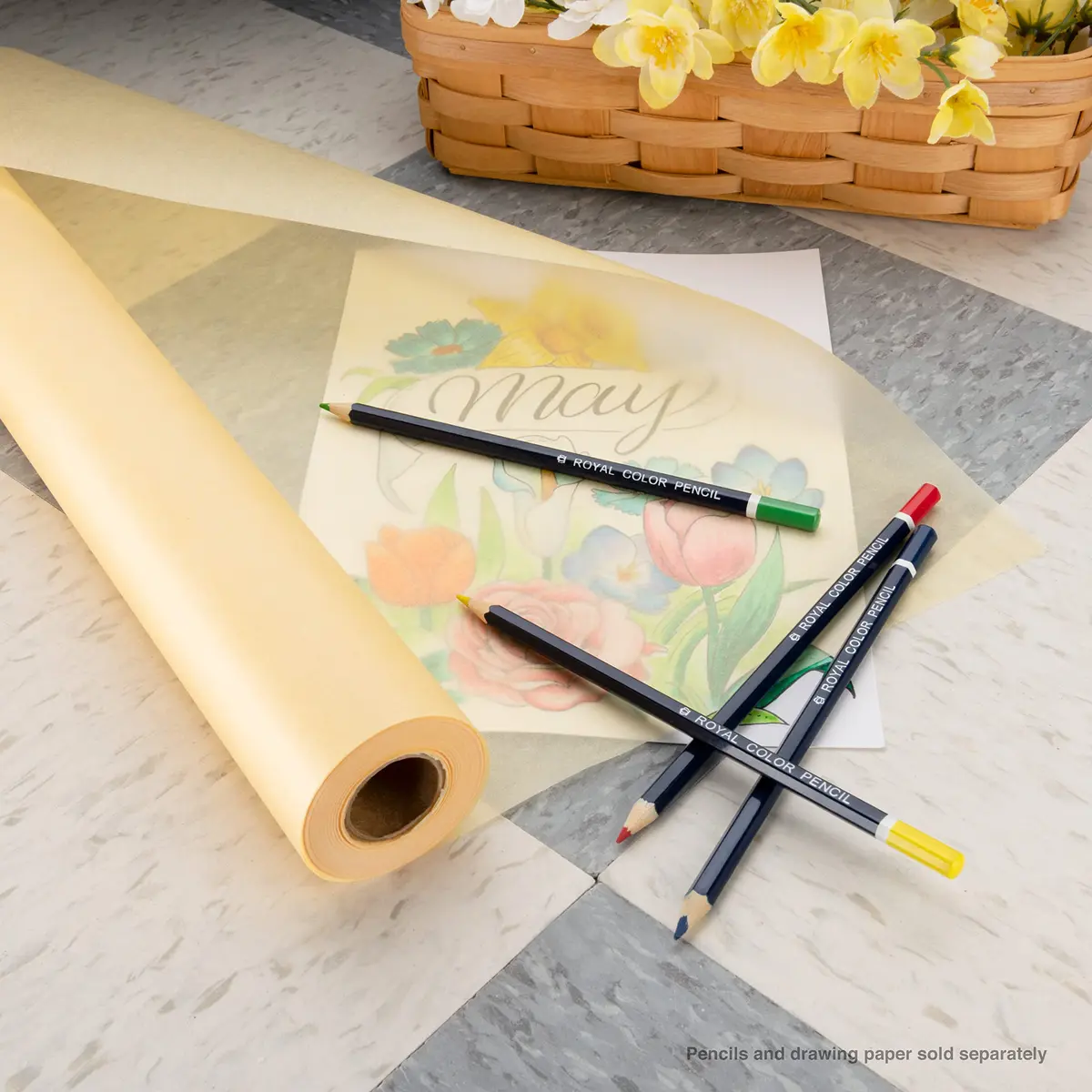 Bee Paper Sketch and Trace Roll, Canary Yellow 12-inch x 50-yard | Acid-Free Drawing Paper for Artists - view 3