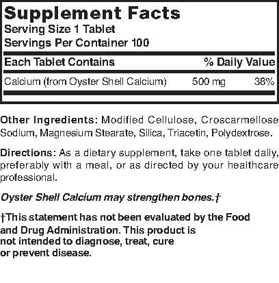 Nature's Blend Oyster Shell Calcium 500 mg 100 Tabs | Supports Strong Bones & Teeth (70-120 chars) - view 4