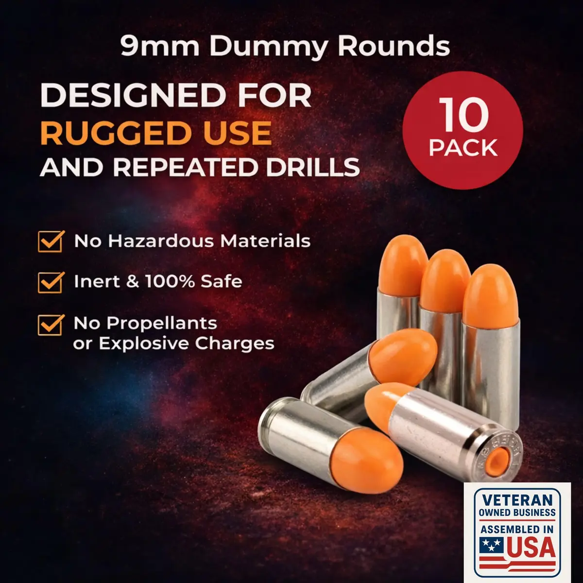 S.T. Action Pro 9mm Snap Caps 10-Pack | Inert Dummy Rounds for Dry Fire & Reloading - view 6