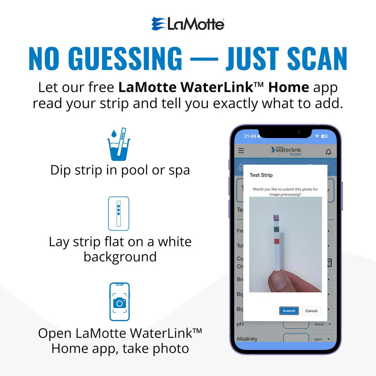 LaMotte Insta Test 3 Swimming Pool Test Strips 50 Count | Instant Results for Key Pool Factors - view 5