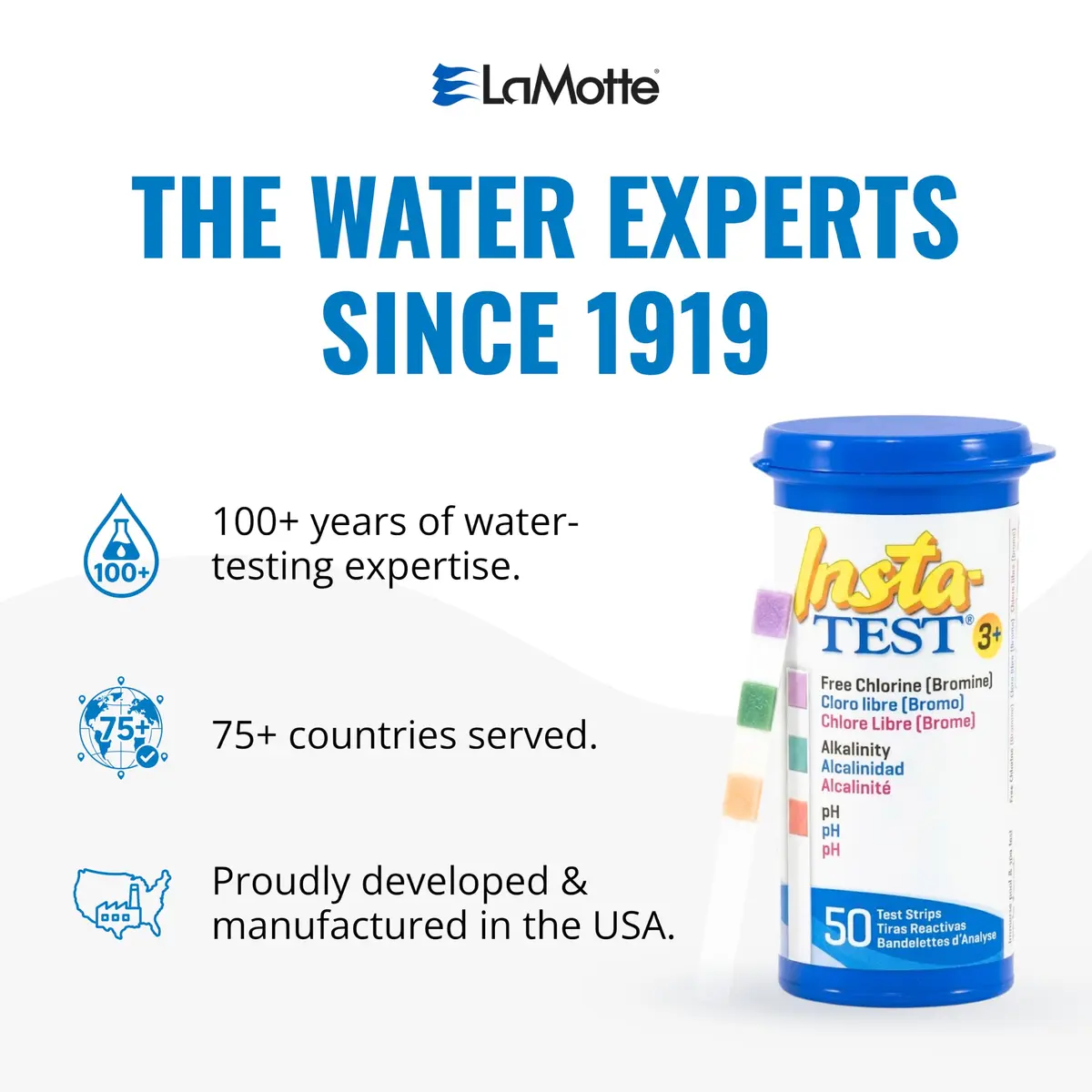 LaMotte Insta Test 3 Swimming Pool Test Strips 50 Count | Instant Results for Key Pool Factors - view 7