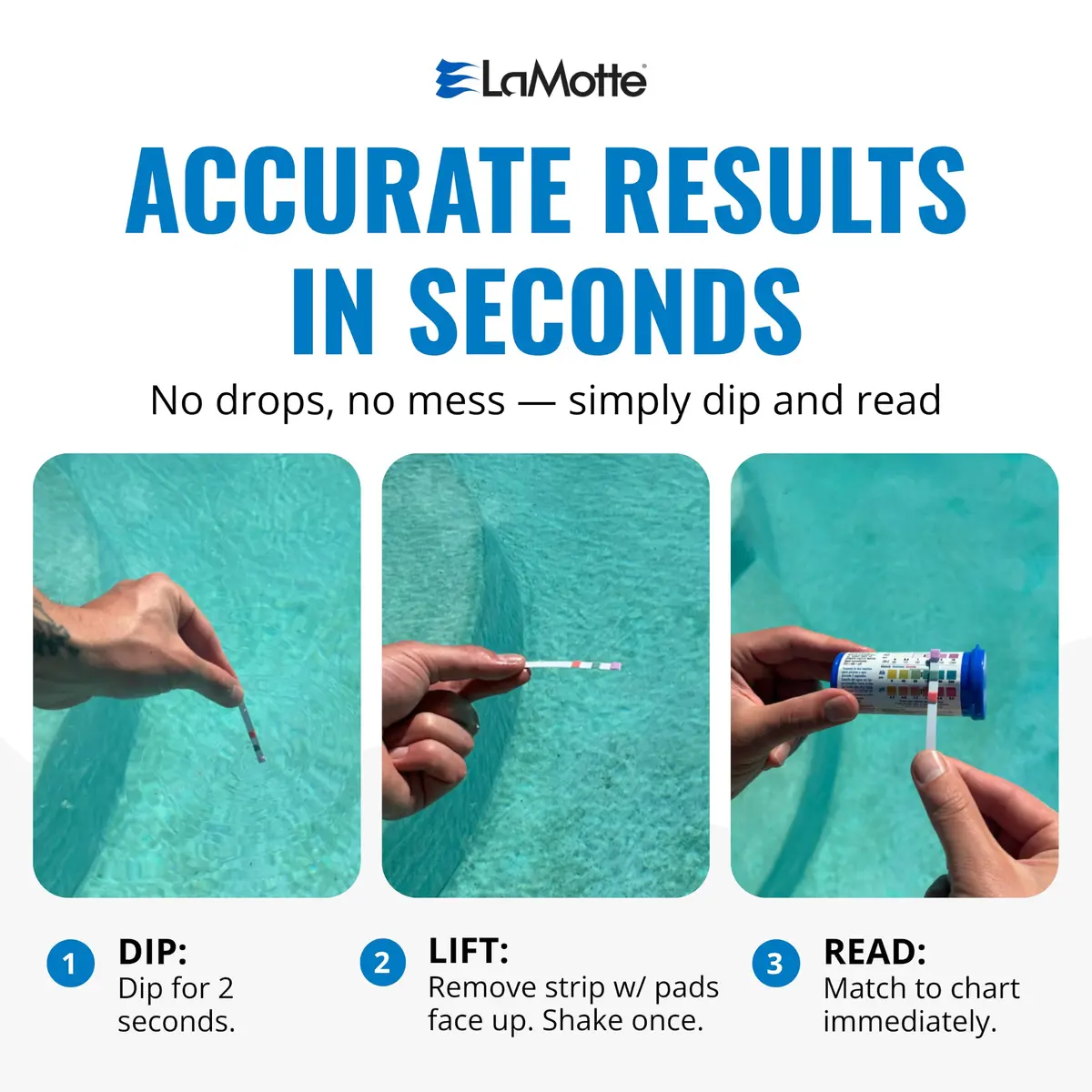 LaMotte Insta Test 3 Swimming Pool Test Strips 50 Count | Instant Results for Key Pool Factors - view 3