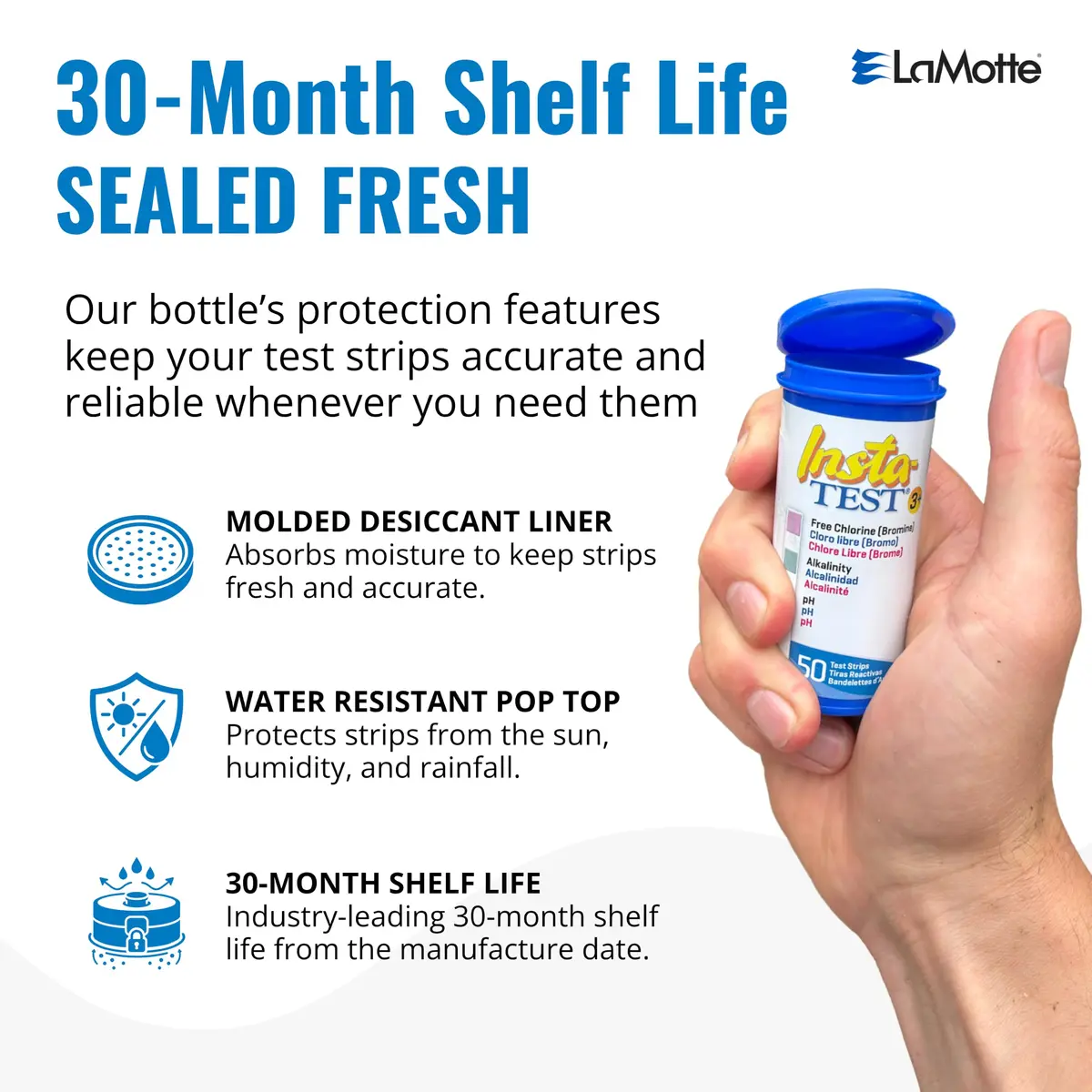 LaMotte Insta Test 3 Swimming Pool Test Strips 50 Count | Instant Results for Key Pool Factors - view 4