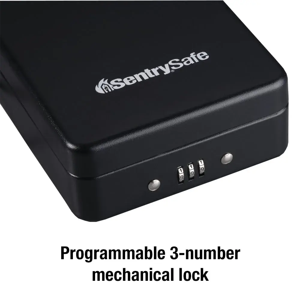 SentrySafe P005C Small Lock Box with Combination Lock, 0.05 cu ft (2.6 x 5.9 x 8.0 in) | Portable Security for Valuables - view 2