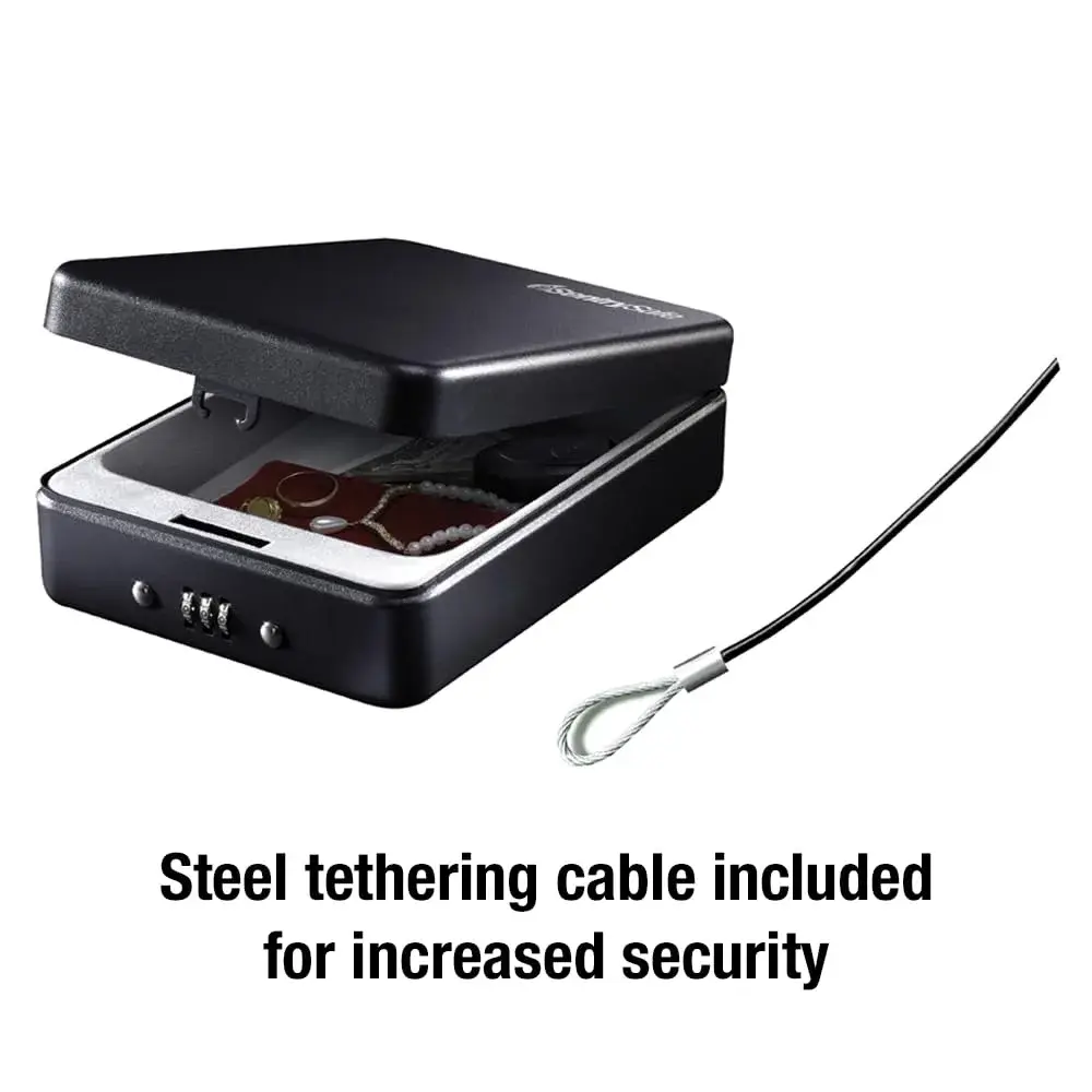 SentrySafe P005C Small Lock Box with Combination Lock, 0.05 cu ft (2.6 x 5.9 x 8.0 in) | Portable Security for Valuables - view 3