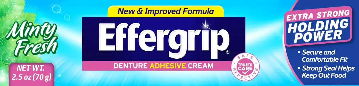 Effergrip Denture Adhesive Cream, Minty Fresh, 2.5 Oz | Zinc-Free, Extra Strong Grip, ADA Seal - view 7