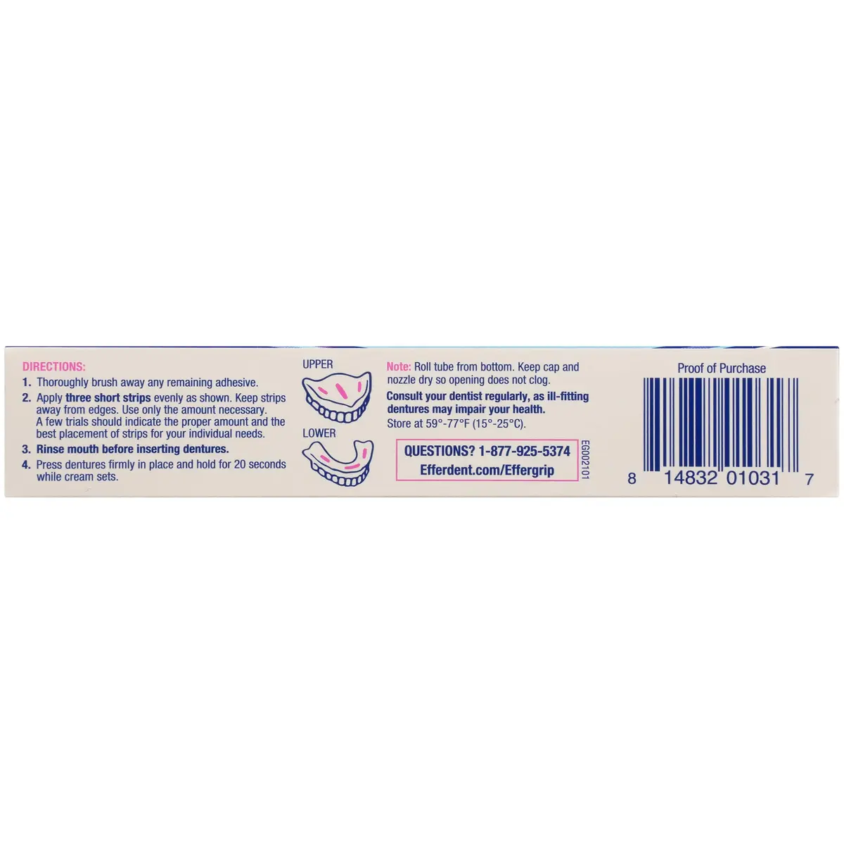 Effergrip Denture Adhesive Cream, Minty Fresh, 2.5 Oz | Zinc-Free, Extra Strong Grip, ADA Seal - view 8