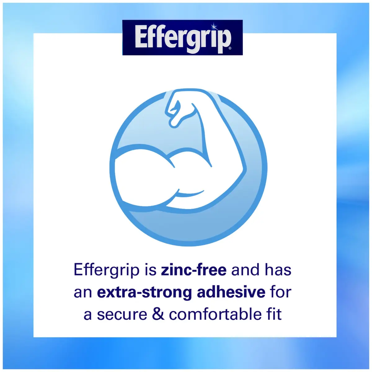 Effergrip Denture Adhesive Cream, Minty Fresh, 2.5 Oz | Zinc-Free, Extra Strong Grip, ADA Seal - view 2