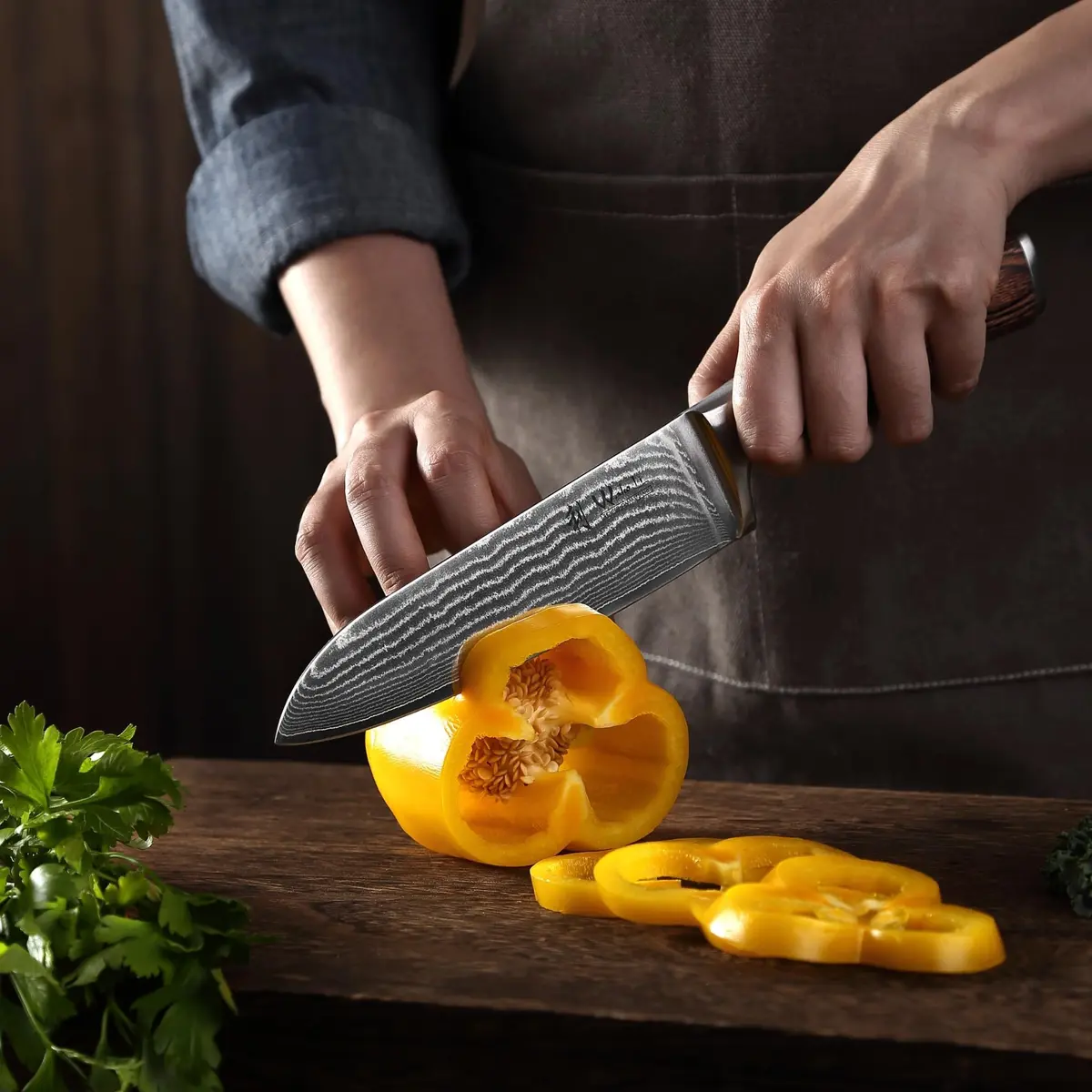 Wakoli EDIB 4-Piece VG10 Damascus Kitchen Knife Set, Pakkawood Handle | Precision & Durability for Home Chefs - view 6