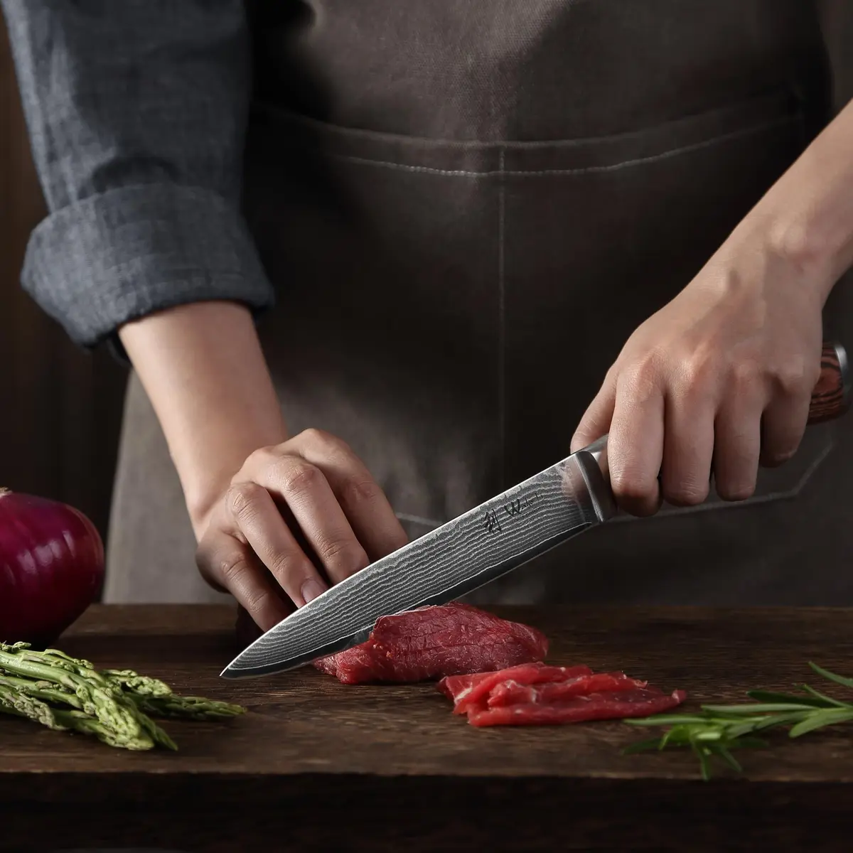 Wakoli EDIB 4-Piece VG10 Damascus Kitchen Knife Set, Pakkawood Handle | Precision & Durability for Home Chefs - view 7